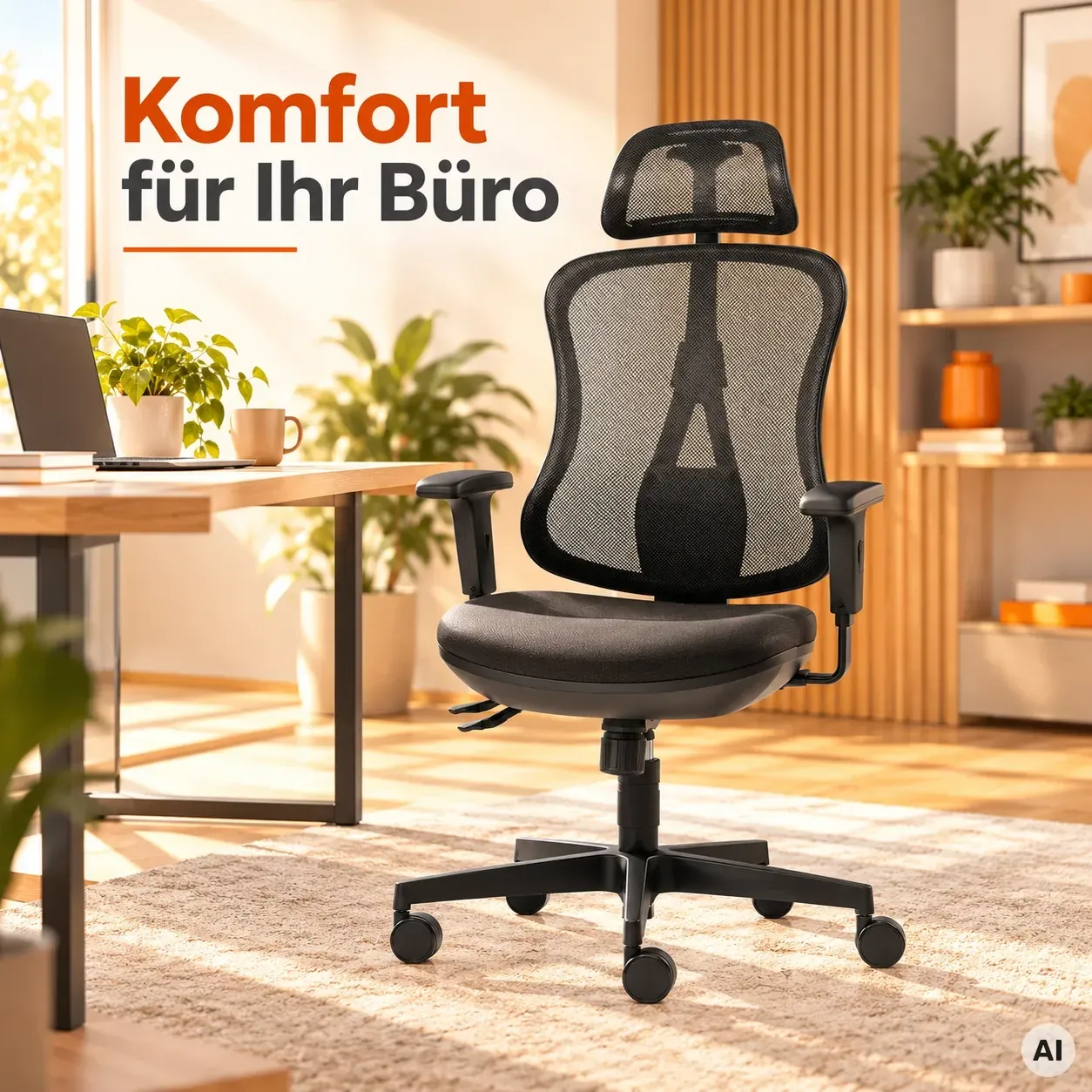 Flash Net L mit Kopfstütze - Bürostuhl mit Netzrücken